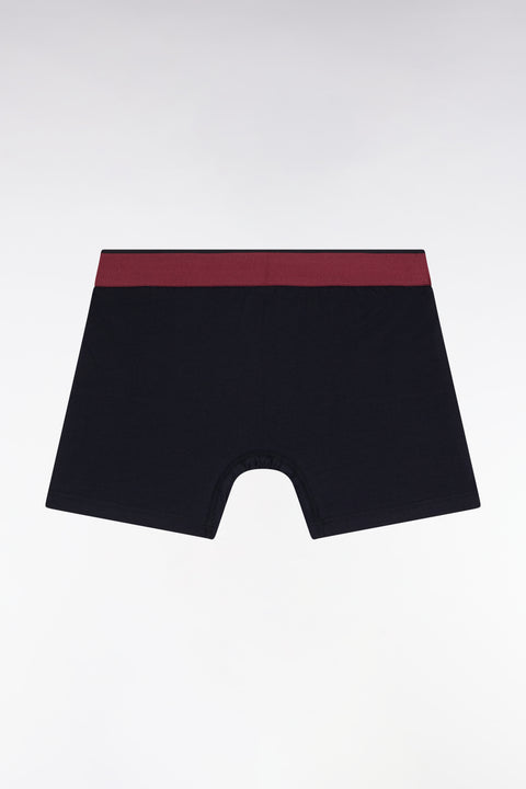 Boxer en jersey de coton colorblock marine et bordeaux - Image 2