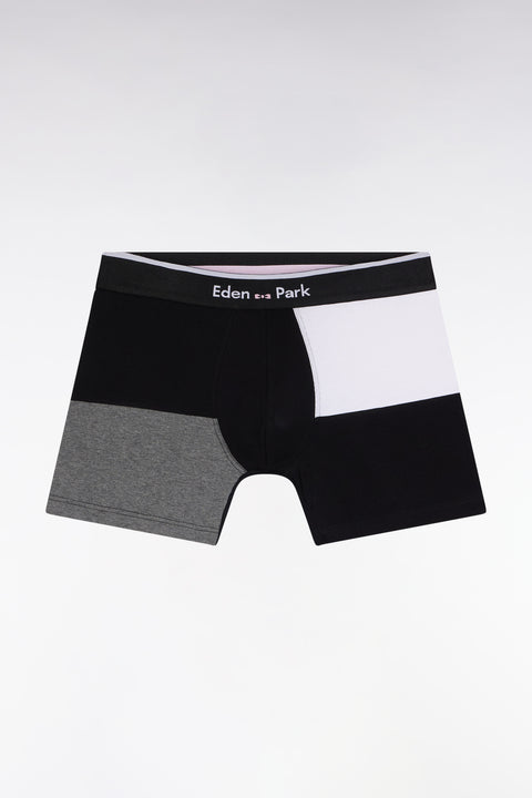 Boxer en jersey de coton colorblock noir et gris - Image 1