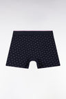 Cotton jersey boxer shorts with navy bow tie pattern