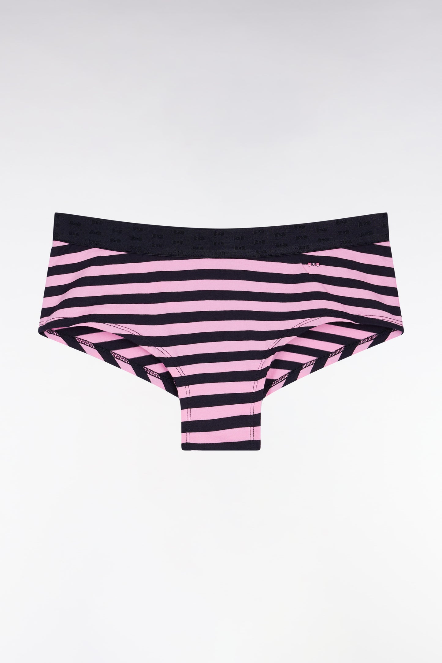 Culotte shorty en jersey stretch rayée marine et rose