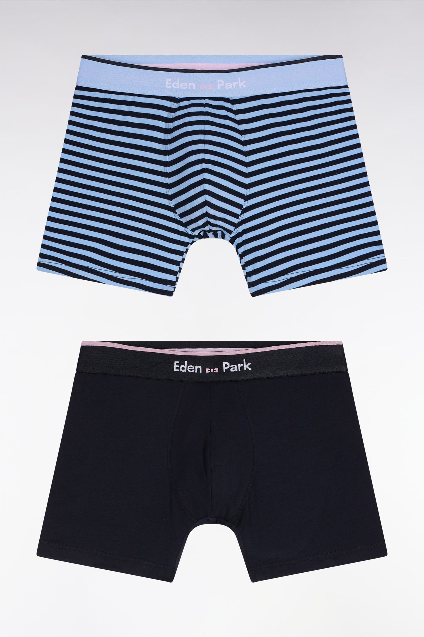 Lot de deux boxers en jersey de coton stretch marine et ciel