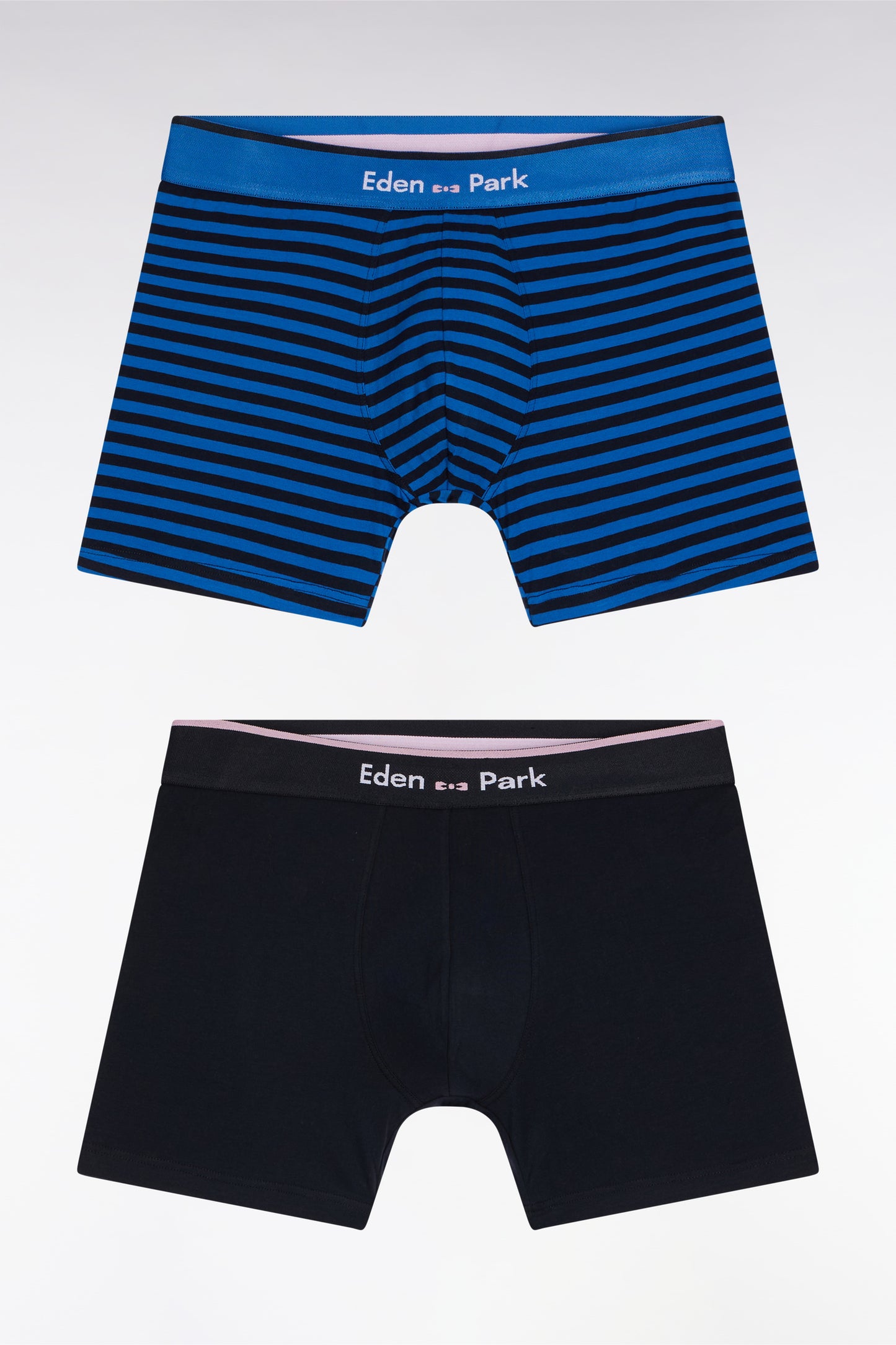 Lot de deux boxers en jersey de coton stretch marine et bleu