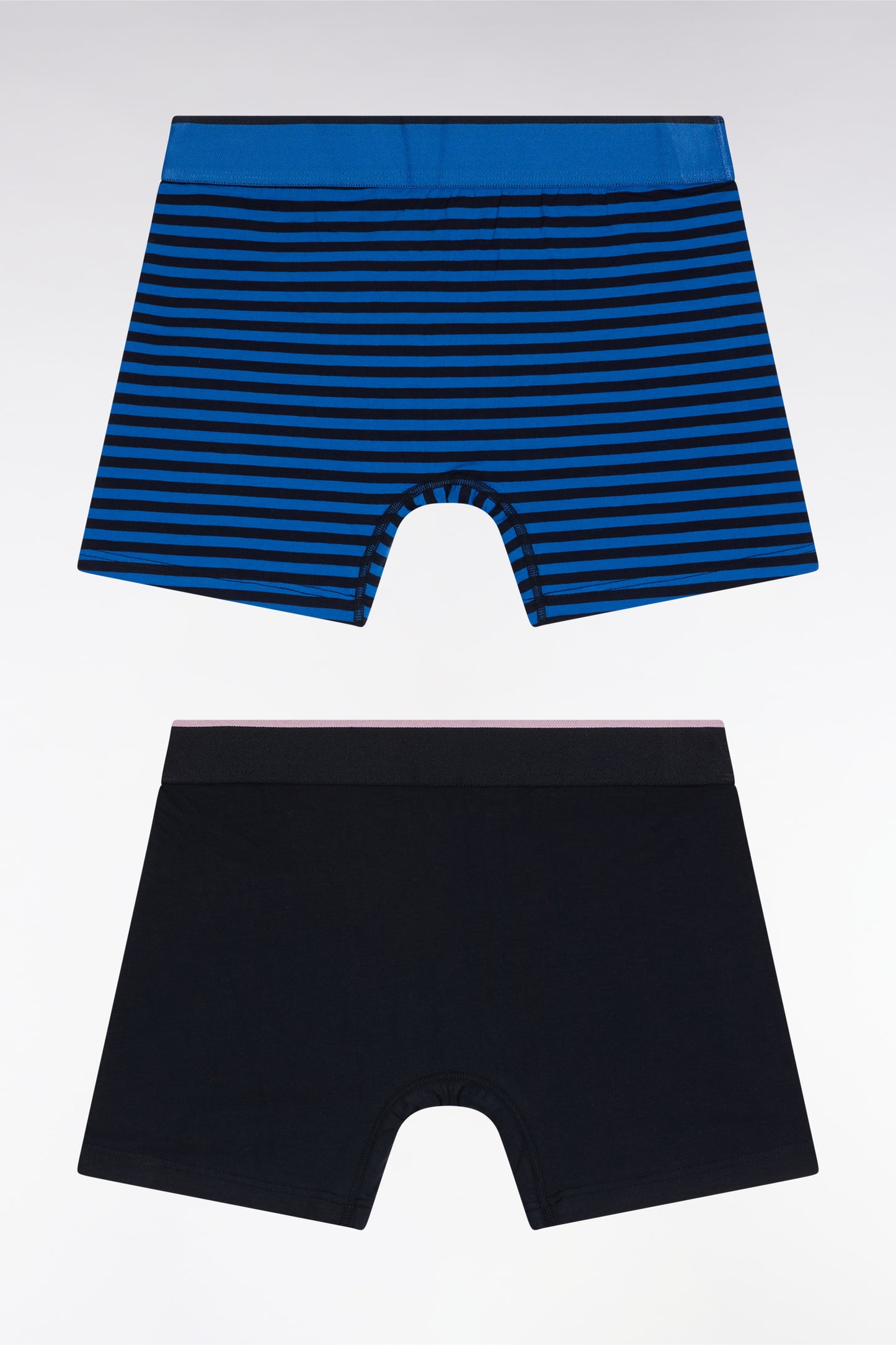 Lot de deux boxers en jersey de coton stretch marine et bleu