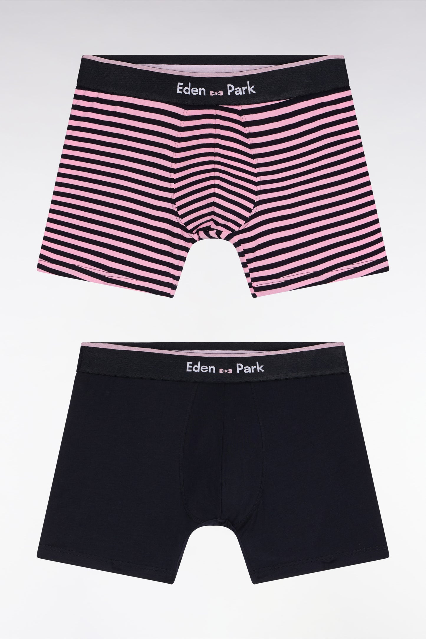 Lot de deux boxers en jersey de coton stretch marine et rose