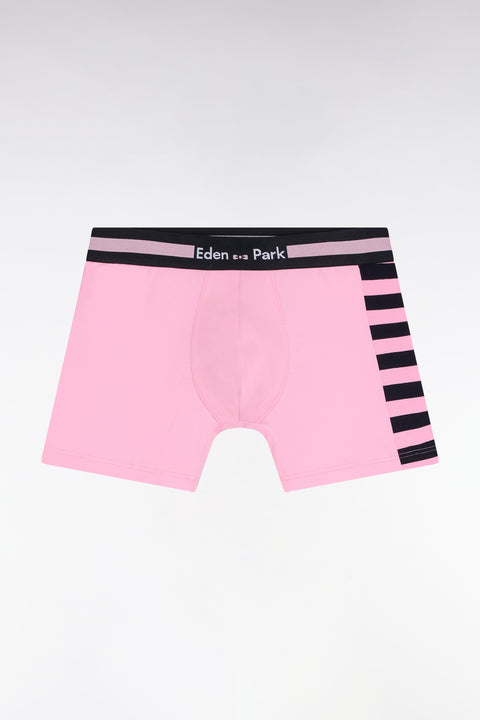 Lot de deux boxers en jersey de coton stretch à rayures rose et marine - Image 2