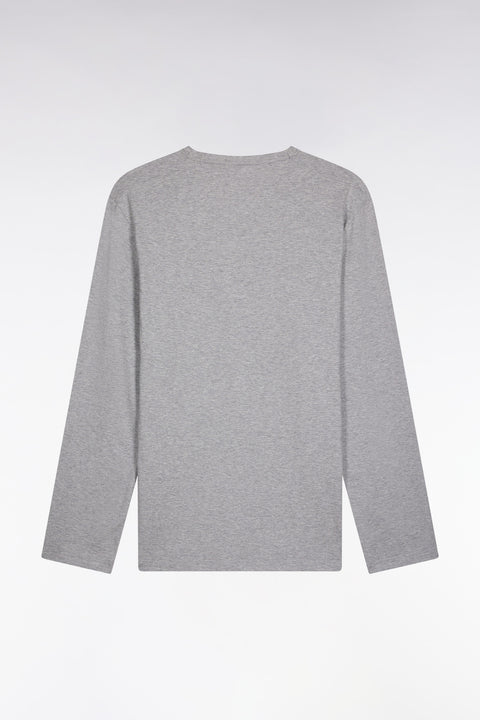 Pyjama long en jersey de coton uni noir et gris passepoils noirs - Image 3