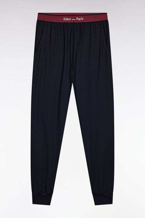 Long pyjamas in burgundy colorblock cotton jersey - Image 2