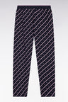 Long pyjamas in micro-patterned navy cotton jersey
