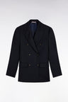 Veste blazer double boutonnage en flanelle rayée marine coupe Slim