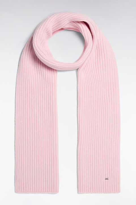 Écharpe en laine et coton côtelée rose - Image 1