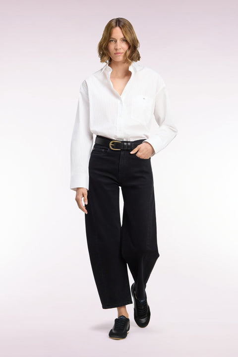 Jean en denim stretch gris foncé coupe barrel - Image 1