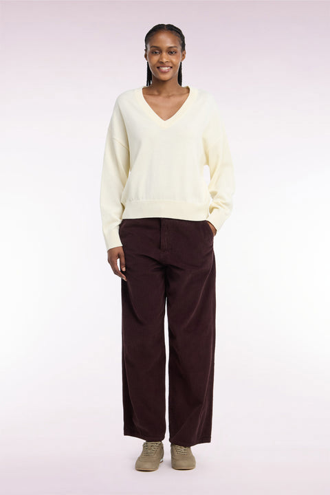 Pantalon en velours côtelé marron coupe droite - Image 3