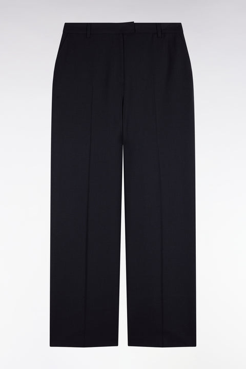 Pantalon tailleur en maille stretch marine coupe droite - Image 2