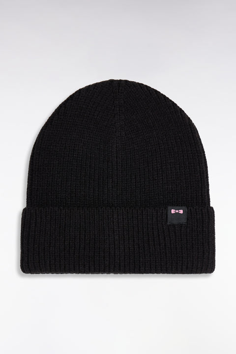 Bonnet en maille côtelée noir - Image 1