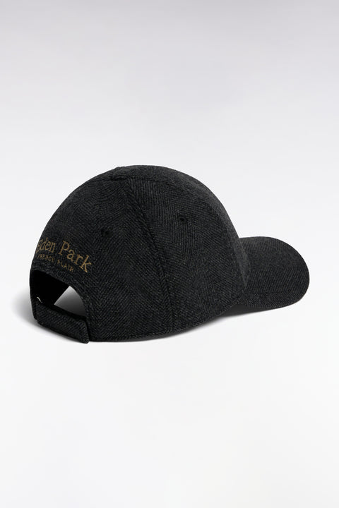 Casquette en drap de laine à chevrons anthracite patch écusson - Image 2