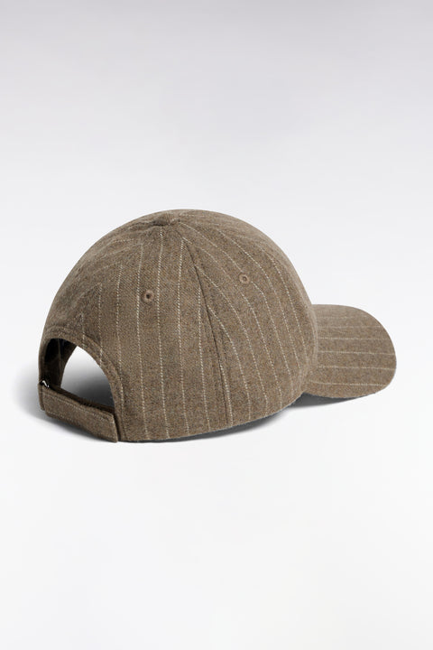 Casquette en drap de laine rayé beige - Image 2