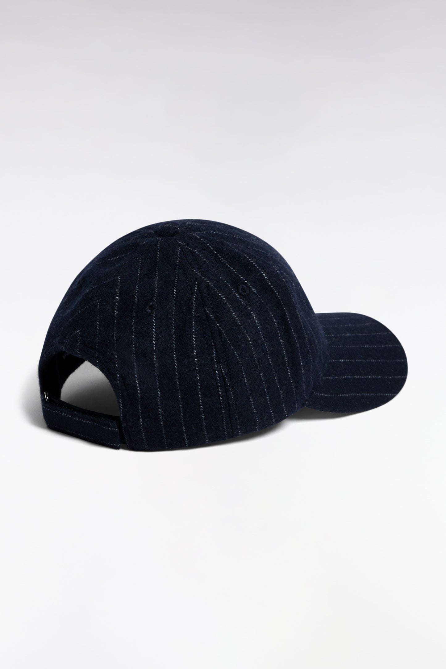 Casquette en drap de laine rayé marine