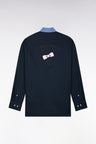 Chemise bicolore en coton oxford ciel patch dos coupe droite
