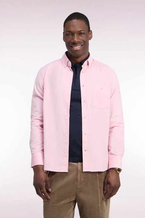 Pink straight-cut ribbed cotton shirt - Image 3