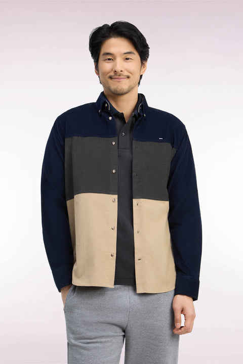 Chemise en velours côtelé tricolore coupe droite - Image 3
