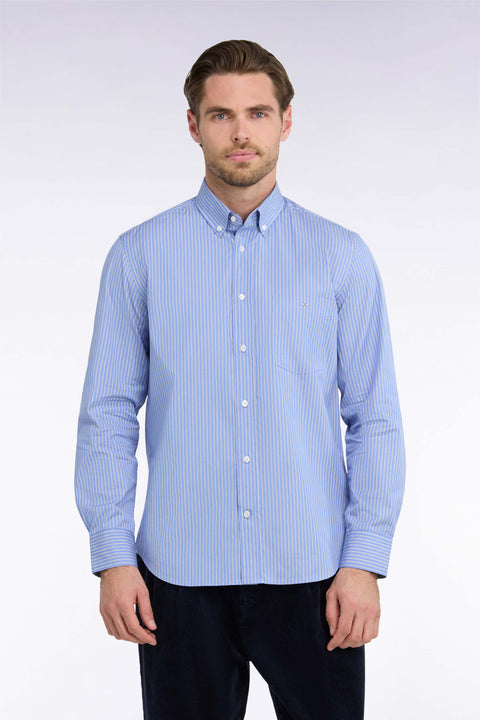 Chemise en coton rayé ciel coupe droite - Image 3