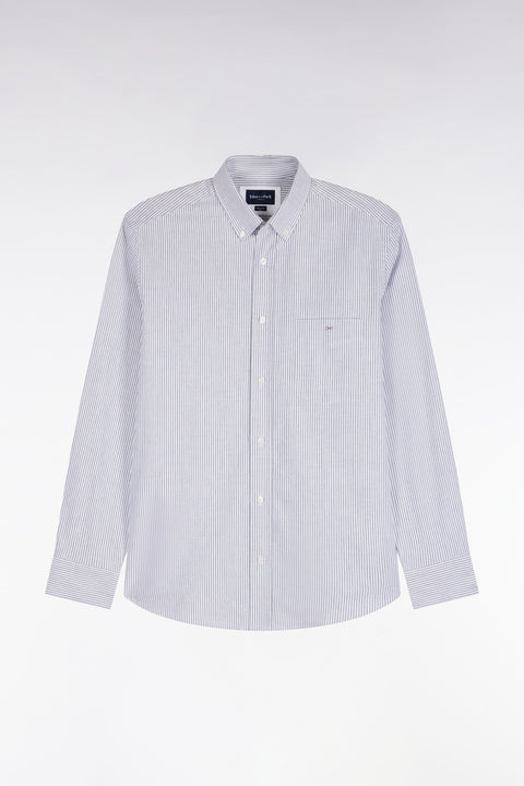 Chemise en coton à rayures bâtons marine coupe droite - Image 2