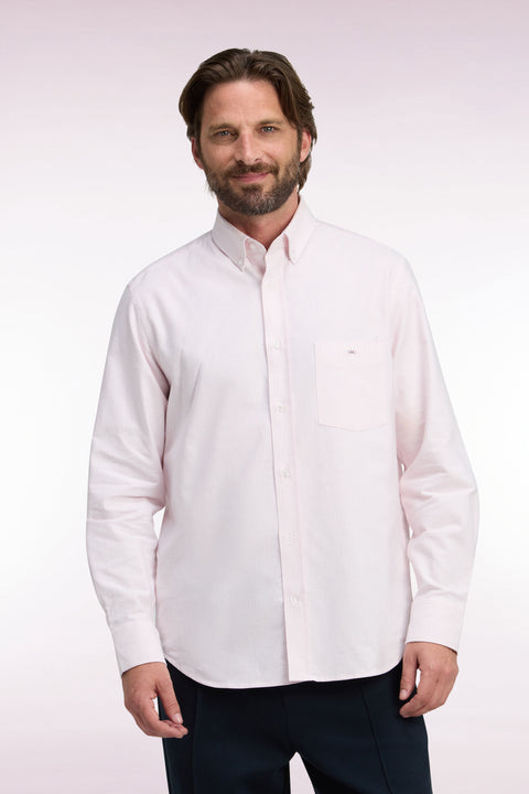 Chemise en coton à rayures bâtons roses coupe droite - Image 3