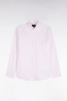 Chemise en coton à rayures bâtons roses coupe droite
