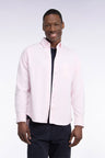 Chemise unie en coton rose coupe droite