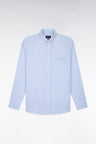Chemise en coton à carreaux Vichy bleu ciel coupe droite