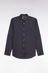 Chemise en coton gris à micromotifs coupe droite