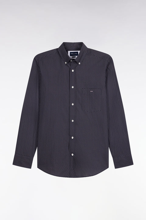 Chemise en coton gris à micromotifs coupe droite - Image 2