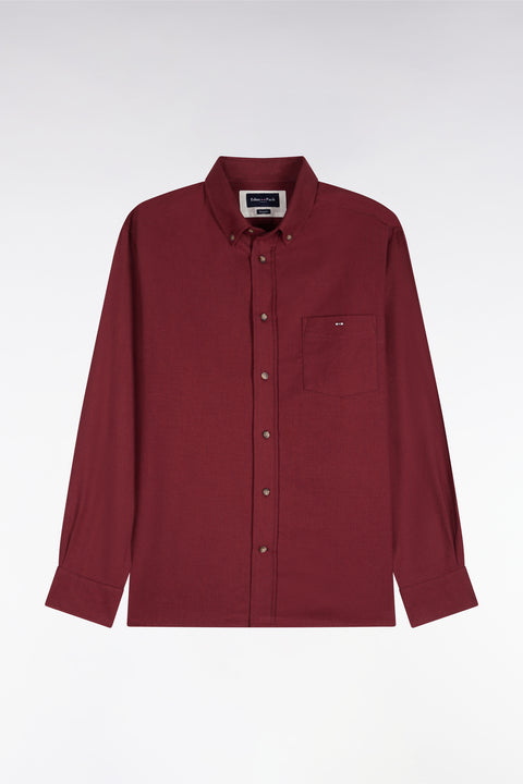 Chemise unie en coton rouge coupe droite - Image 2