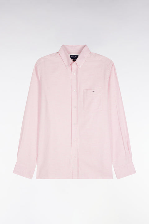 Chemise unie en coton rose coupe droite - Image 2