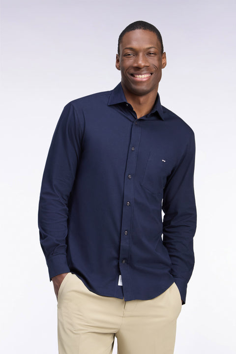 Chemise en coton stretch marine coupe droite - Image 3