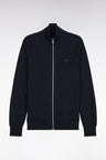 Straight cut navy cotton zipped cardigan