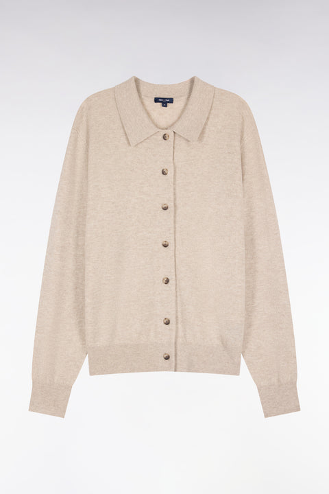 Beige virgin wool and cashmere cardigan - Image 2