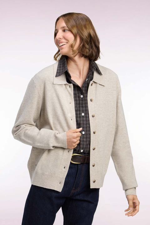 Beige virgin wool and cashmere cardigan - Image 1