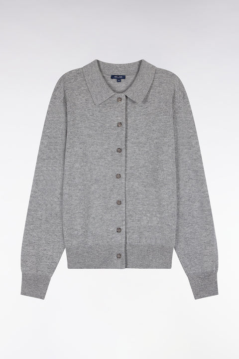 Gray virgin wool and cashmere cardigan - Image 2