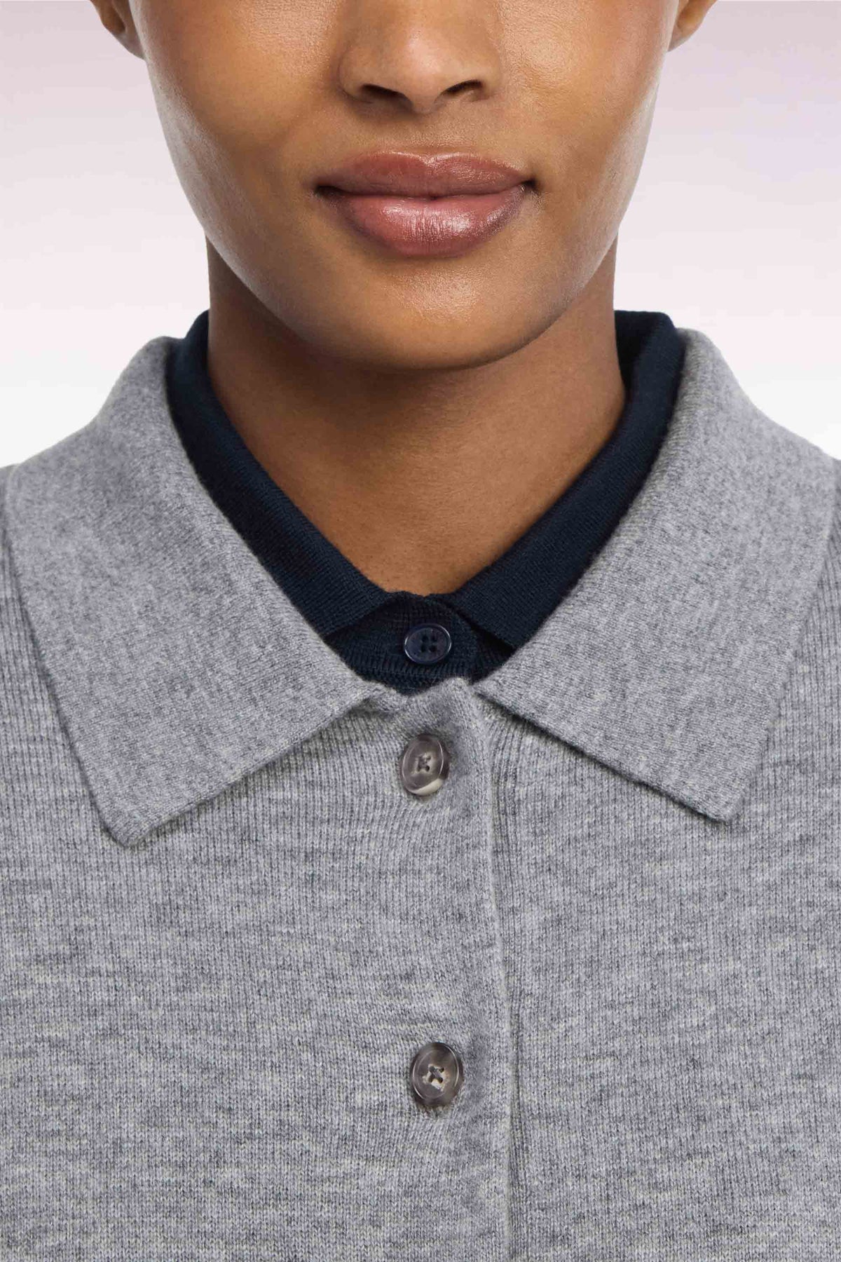 Gray virgin wool and cashmere cardigan