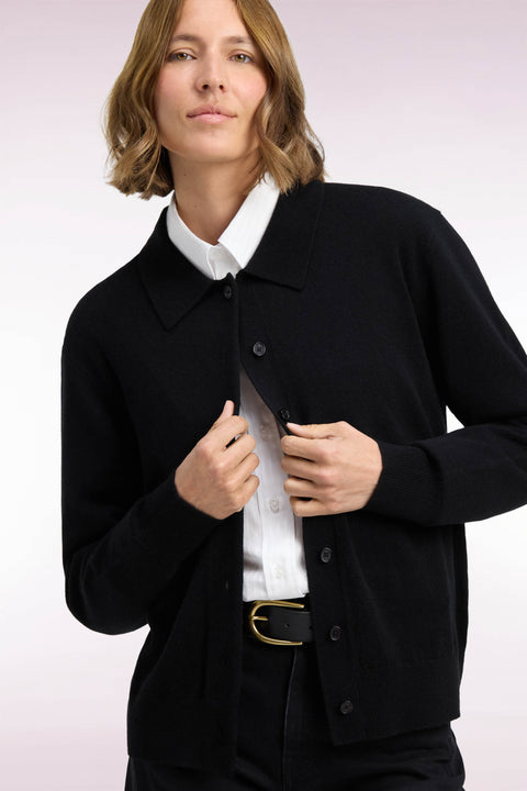 Black virgin wool and cashmere cardigan - Image 1
