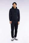 Jogging uni en molleton coton marine coupe droite