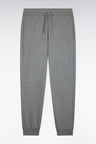 Jogging uni en molleton coton gris coupe droite