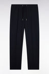 Jogging en interlock de coton stretch marine coupe droite