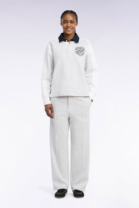 Jogging unisexe en interlock gris chiné coupe loose - Image 3