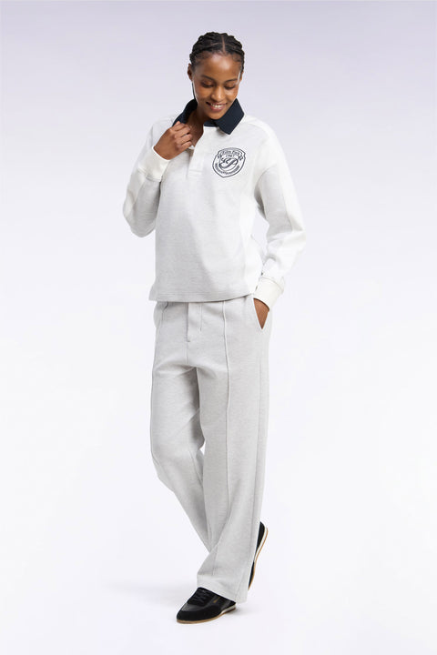 Jogging unisexe en interlock gris chiné coupe loose - Image 1