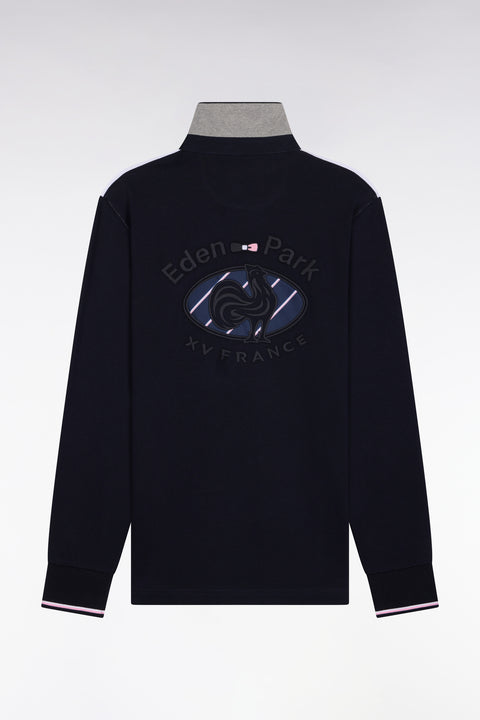 Maillot manches longues en jersey de coton marine et blanc XV de France - Image 2
