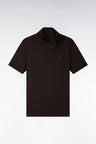 Polo manches courtes en coton Pima marron coupe droite