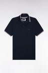 Polo manches courtes en piqué coton marine coupe droite