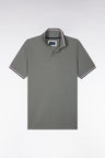 Polo manches courtes en coton kaki coupe droite